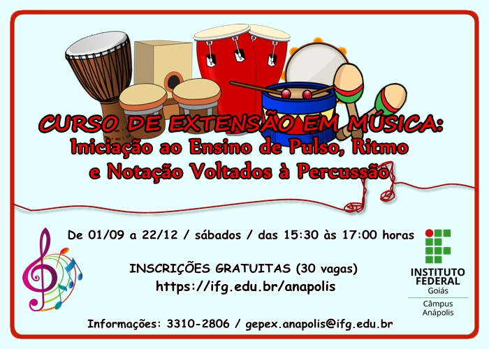 Matrículas para o curso de música vão até quarta-feira, 29